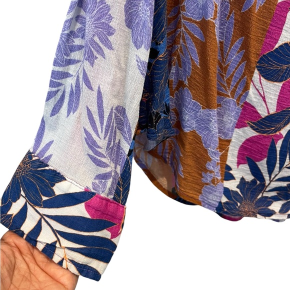 Xirena "PINK BECK" TOP IN SUNSET" Long Sleeve Blouse Size Medium 100% Cotton - Picture 4 of 14